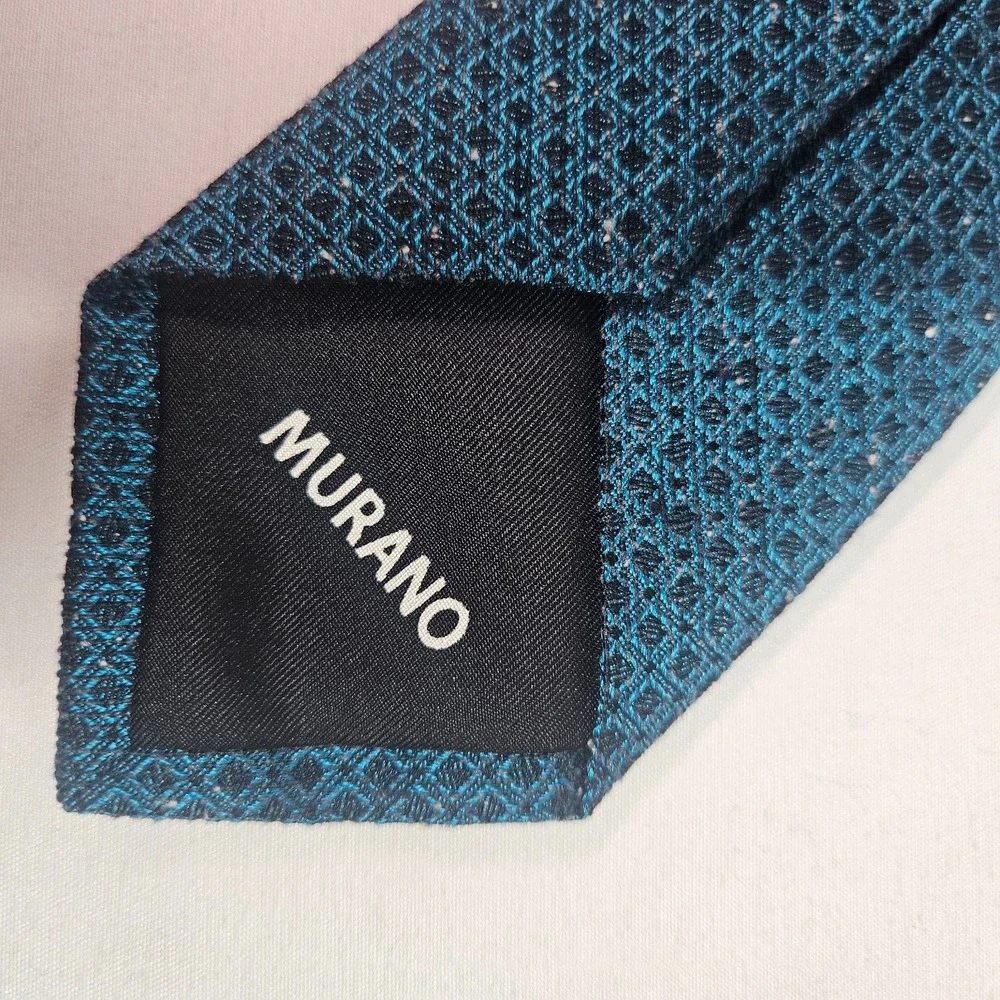 New Murano 100% Silk Tie Men Gray Blue 2.75
